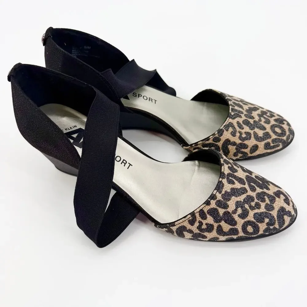 Anne Klein Sport Leopard Wedge Flats Women’s 9.5 Comfort Stretch Shoes